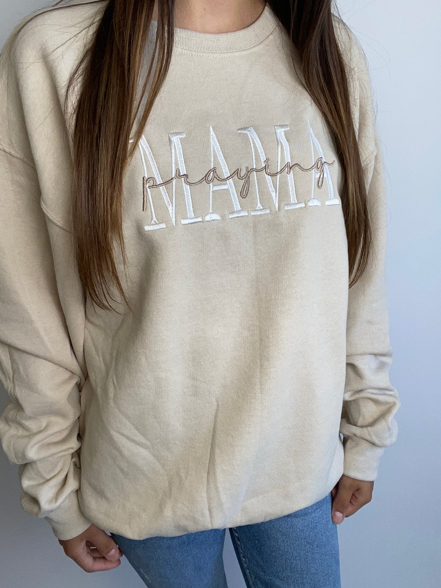 Women's Embroidered Praying Mama Sweatshirt