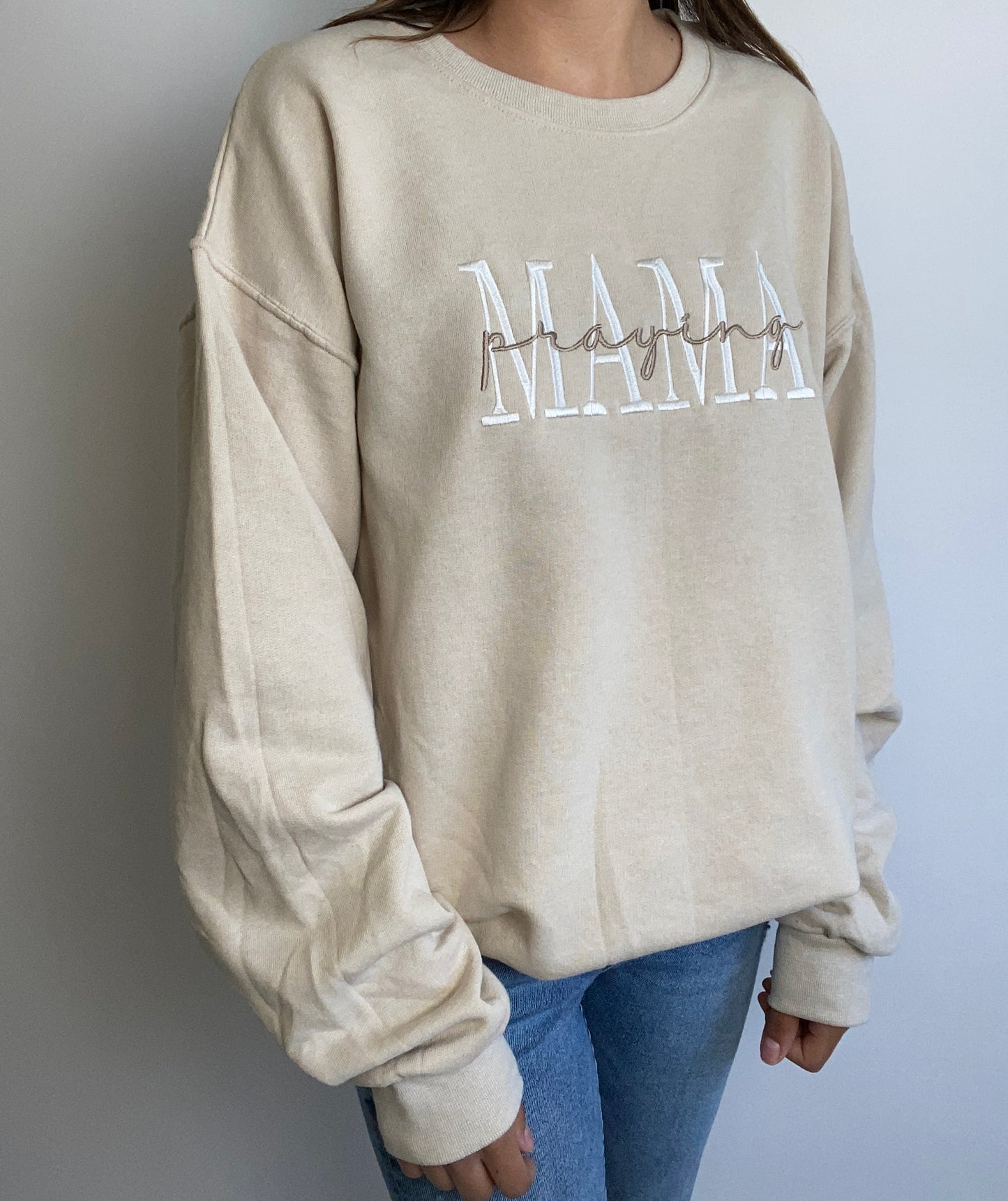 Women's Embroidered Praying Mama Sweatshirt